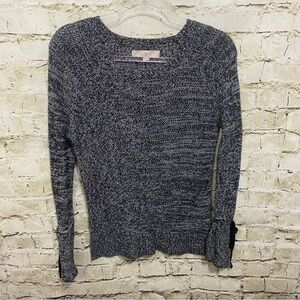 LOFT Black White Knit Tie Belk Sleeve Sweater